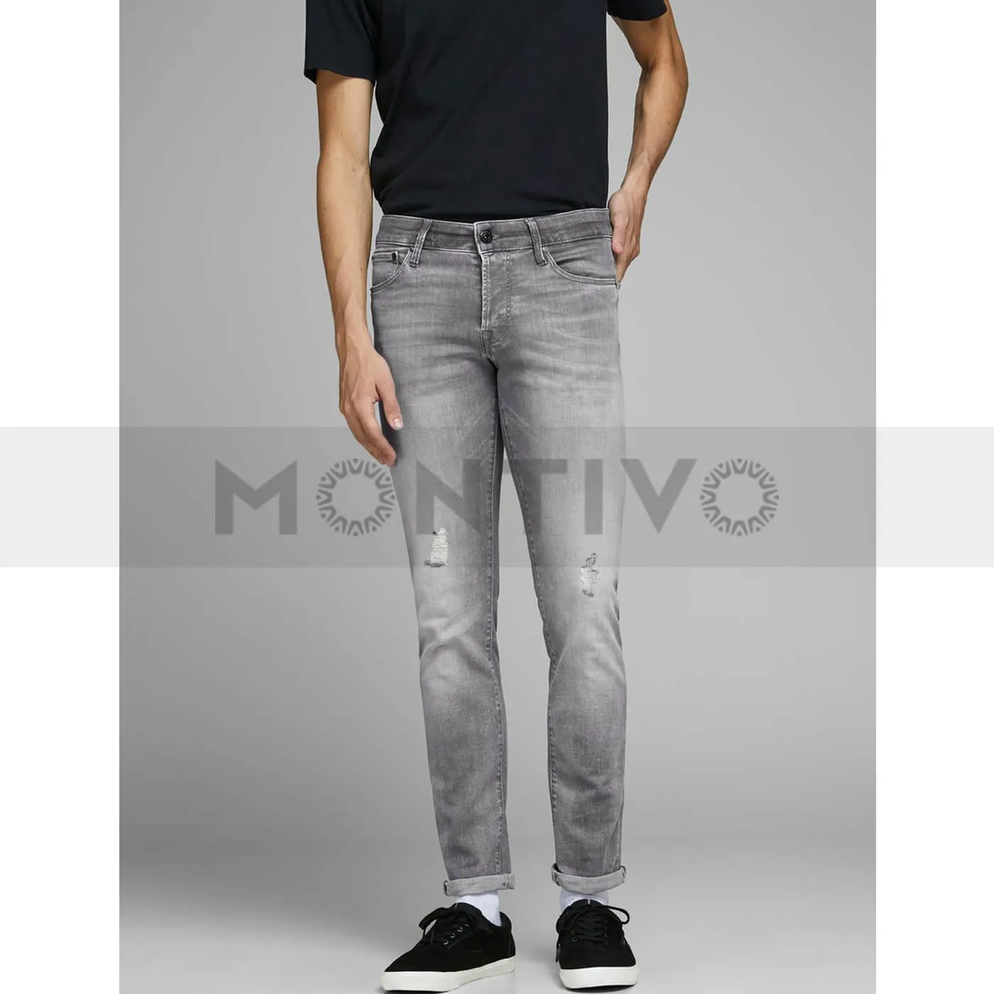 JJ Grey Ripped Slim Fit Jeans