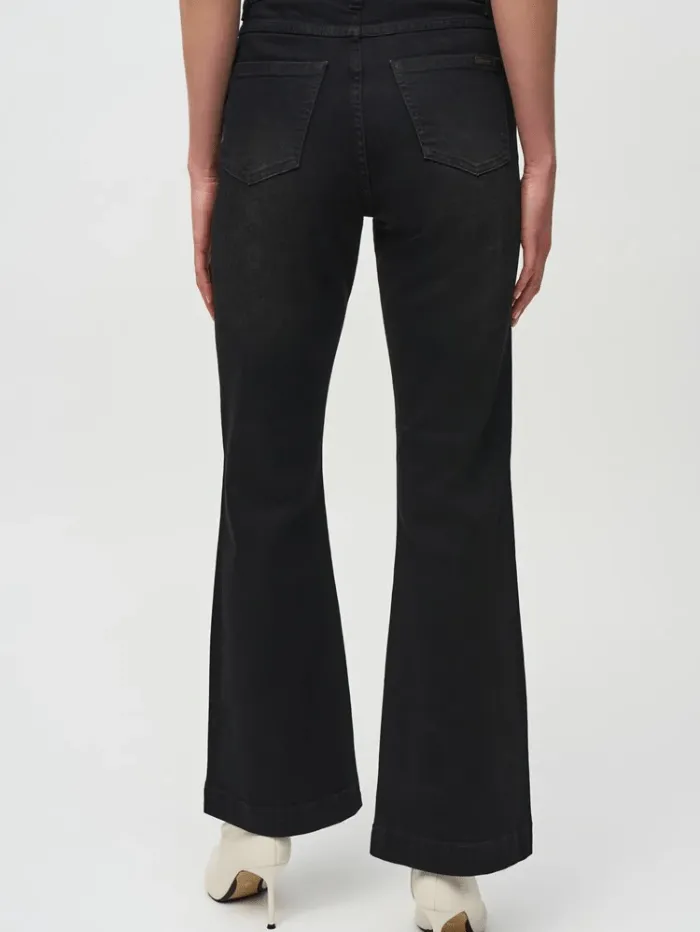 Joseph Ribkoff Women's Classic Black Flared Denim Trousers With Rhinestones 244949 Col 11