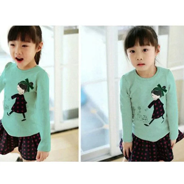 Kids Toddler Clothes Baby Girls Clothing Cartoon Girl Print Long Sleeve T shirts Casual Blouse Tops Children's Clothing