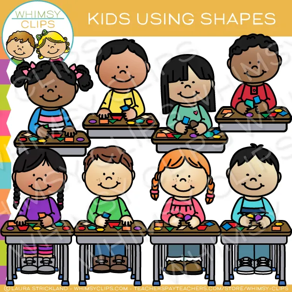 Kids Using Shapes Clip Art