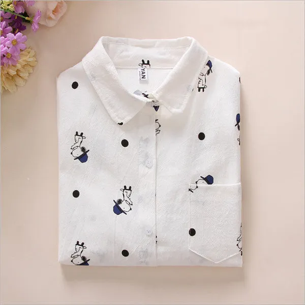 Ladies white Shirt 2016 Spring New Fashion cute Mouse Cartoon Blouse Long Sleeve Women Blouses Womens Tops Blusas Feminine Bluse