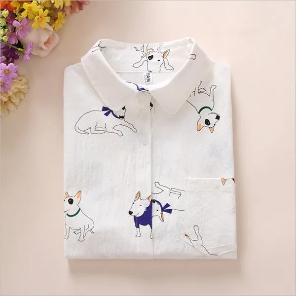 Ladies white Shirt 2016 Spring New Fashion cute Mouse Cartoon Blouse Long Sleeve Women Blouses Womens Tops Blusas Feminine Bluse