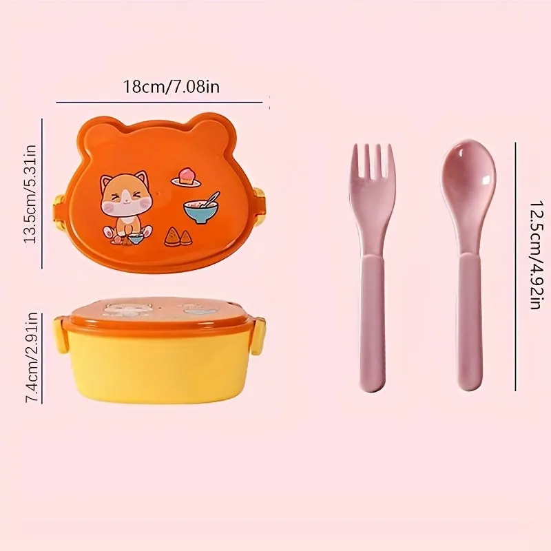 Leakproof Kids Bento Box with Cute Anime Design Microwave Safe