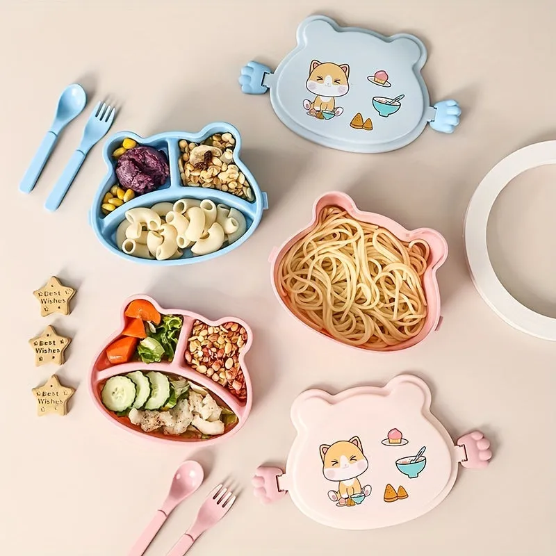 Leakproof Kids Bento Box with Cute Anime Design Microwave Safe