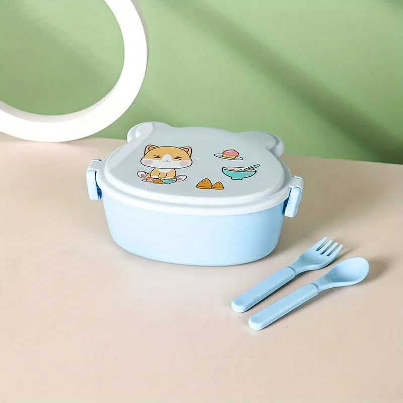 Leakproof Kids Bento Box with Cute Anime Design Microwave Safe