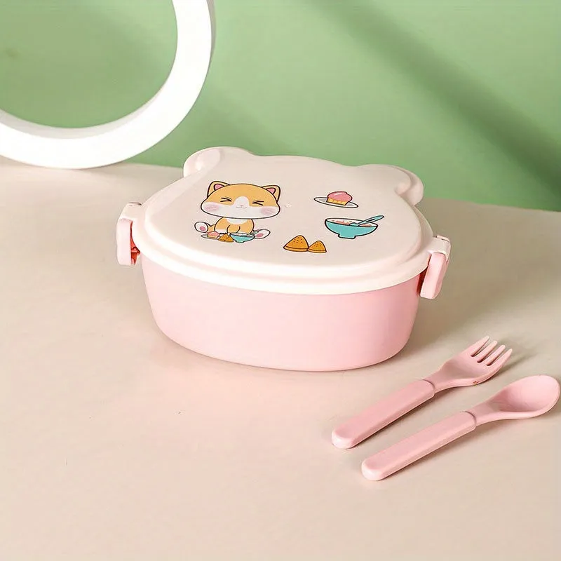 Leakproof Kids Bento Box with Cute Anime Design Microwave Safe