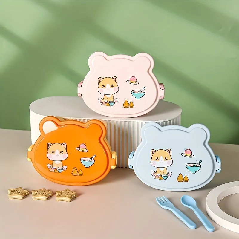 Leakproof Kids Bento Box with Cute Anime Design Microwave Safe