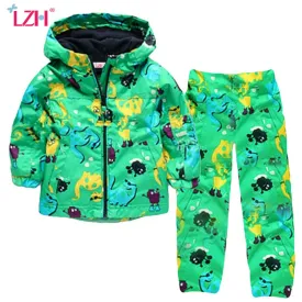 LZH Boys Clothes Set Kids Clothes Dinosaur Raincoat Jacket Pants Boys Sport Suit 2017 Spring Girls Clothes Children Clothing Set