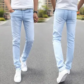 Male Fashion Designer Brand Elastic Straight Jeans 2016 New Men Mid Pants Slim Skinny Men Jeans Stretch Jeans for Man