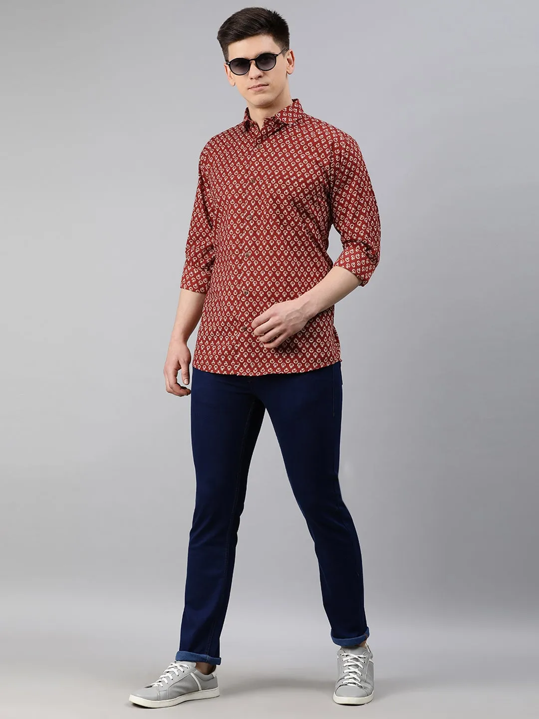 Maroon Cotton Full Sleeves Shirts For Men-Mmf0223