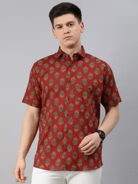 Maroon Cotton Short Sleeves Shirts For Men-Mmh006