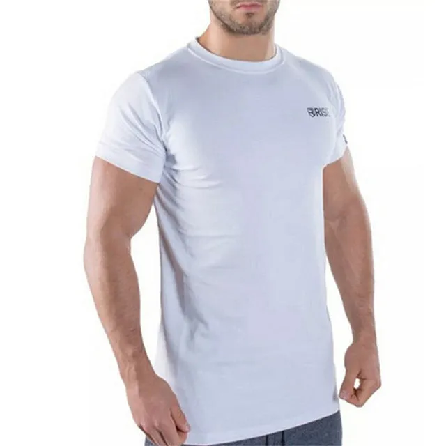 Mens Brand gyms t shirt Fitness Bodybuilding Crossfit Slim fit Cotton Shirts Short Sleeve workout Men fashion Tees Tops clothing