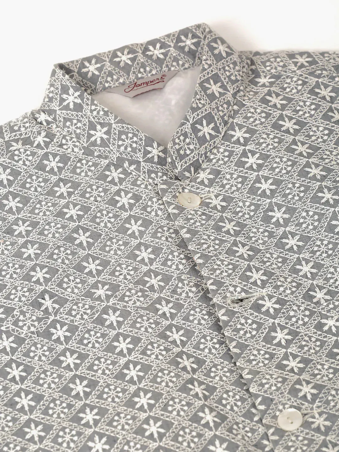 Men'S Grey Embroidered Nehru Jackets