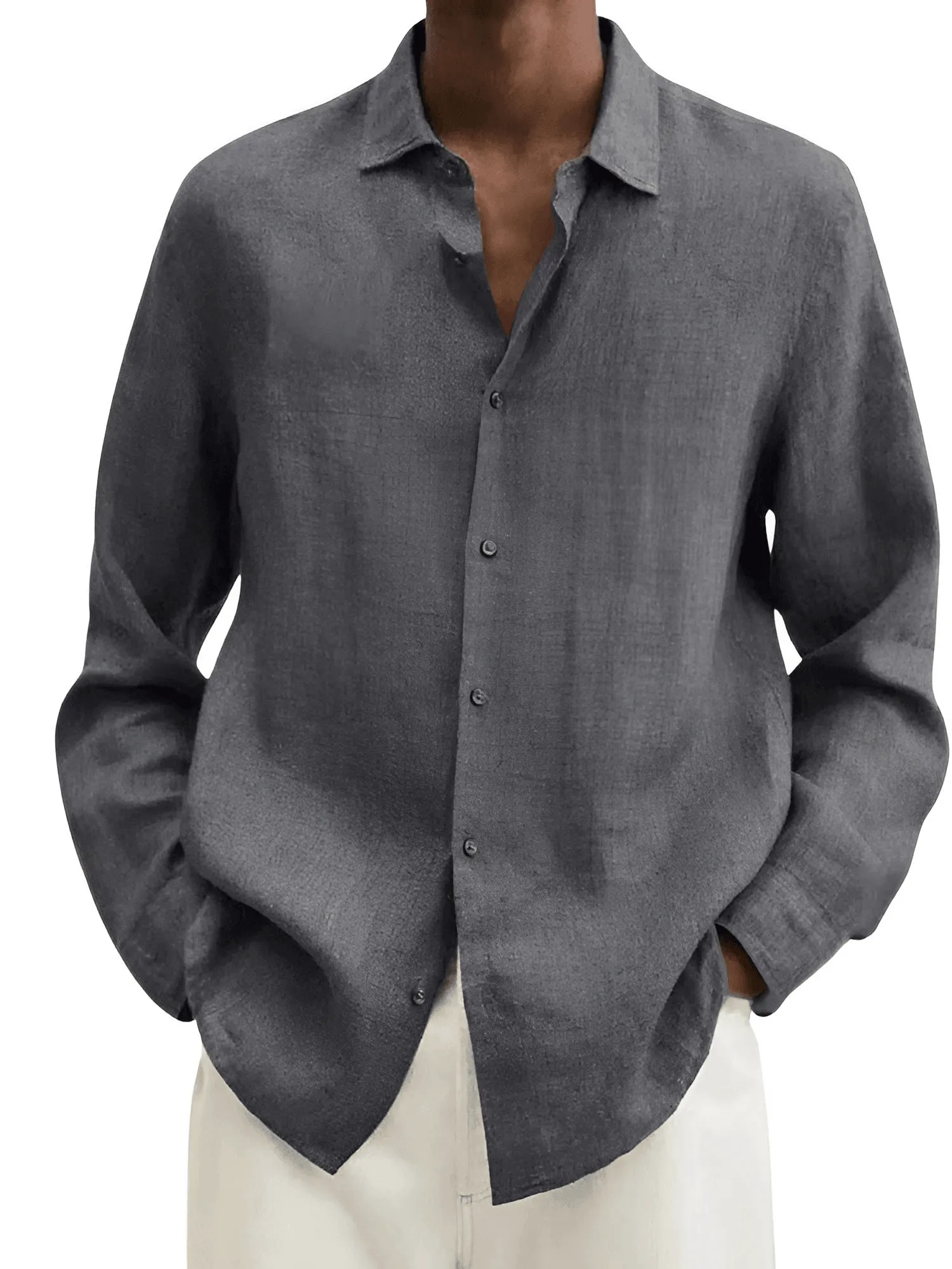 Men's Linen Style Shirts Casual Long Sleeve Shirts