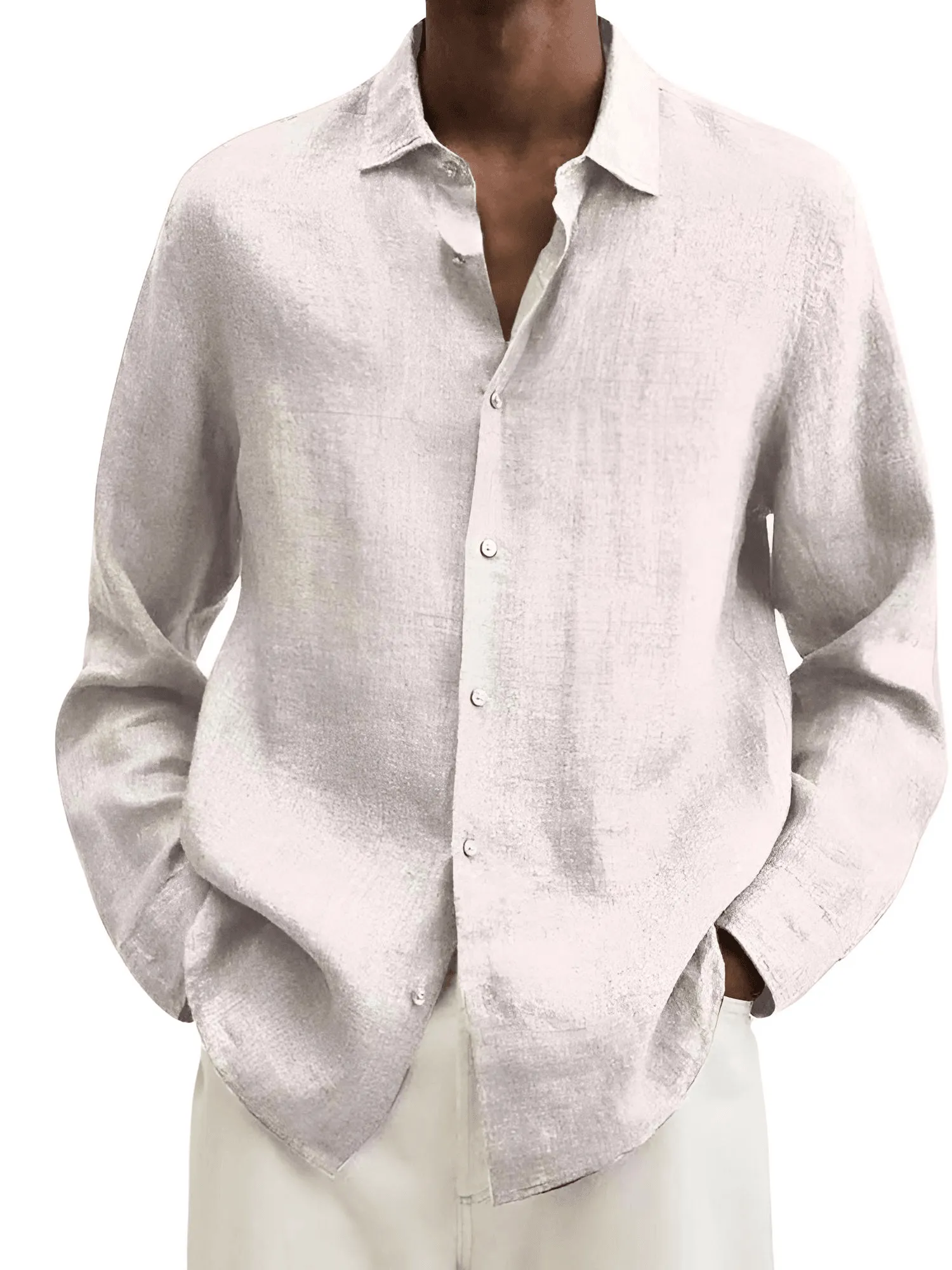 Men's Linen Style Shirts Casual Long Sleeve Shirts