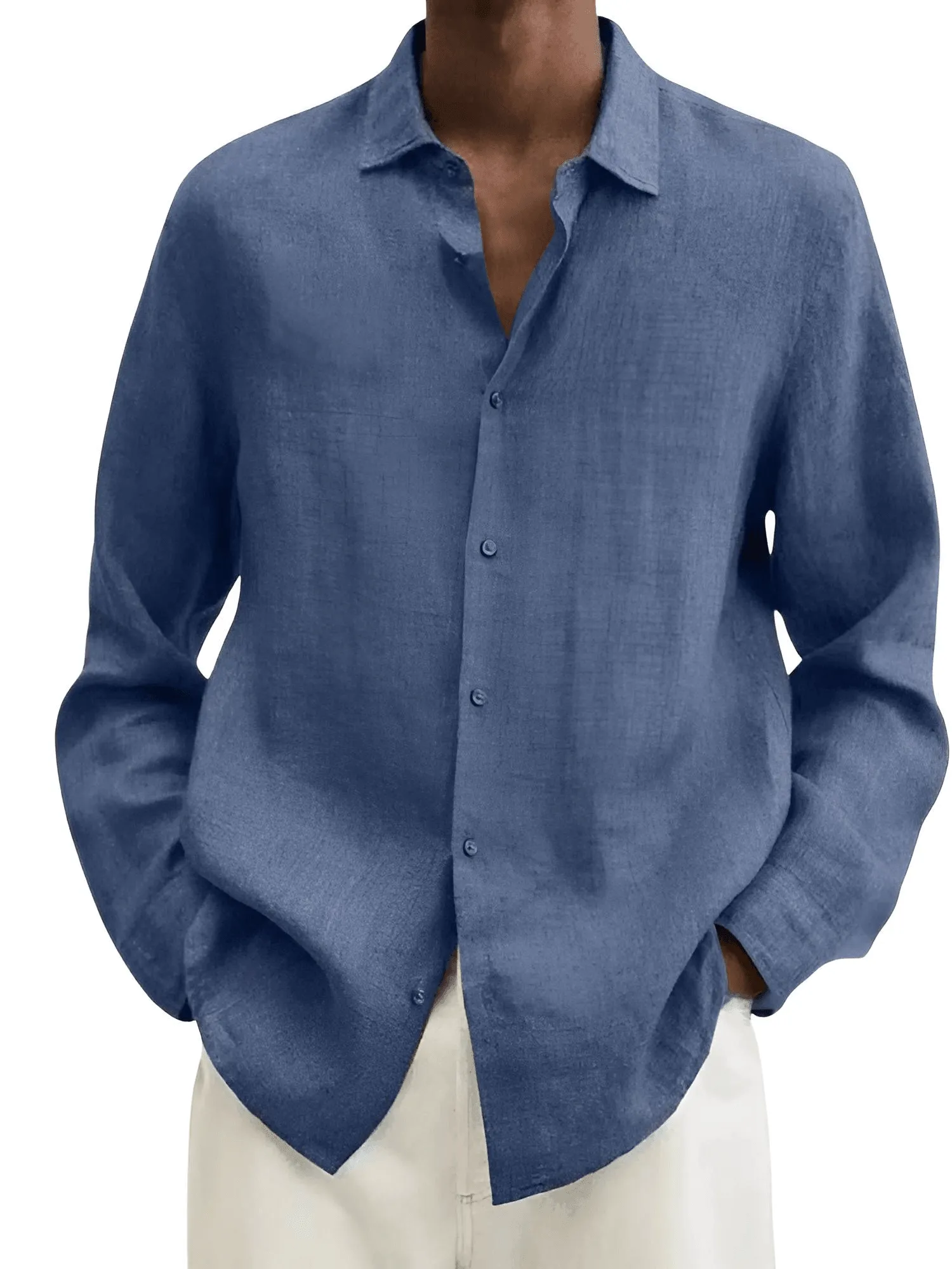 Men's Linen Style Shirts Casual Long Sleeve Shirts