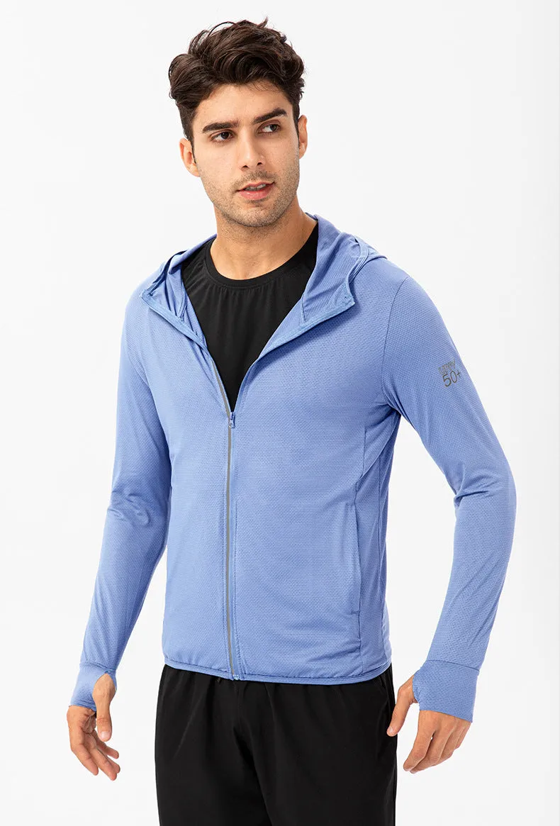 Men's Long Sleeve UV UPF50 Hooded Sports Jacket