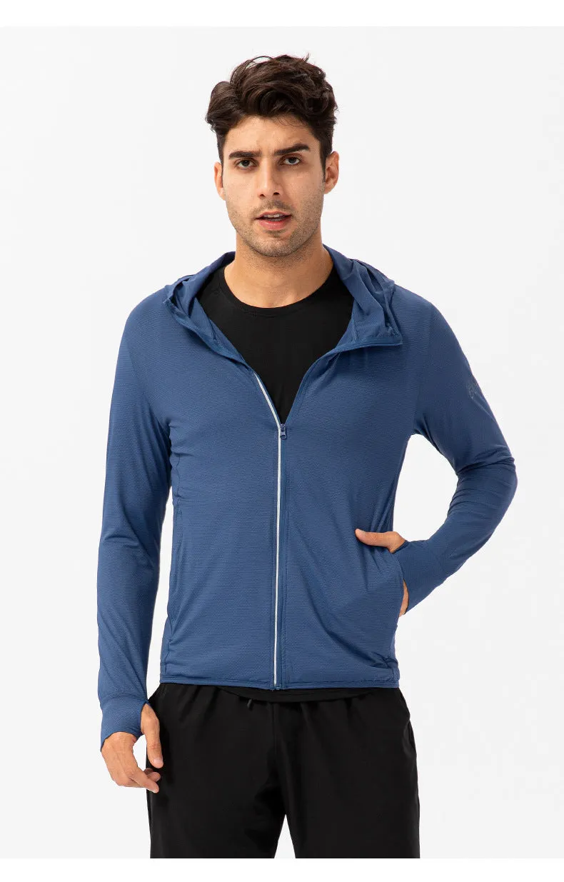 Men's Long Sleeve UV UPF50 Hooded Sports Jacket