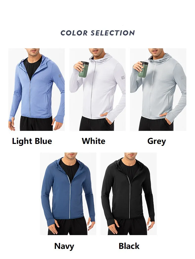 Men's Long Sleeve UV UPF50 Hooded Sports Jacket