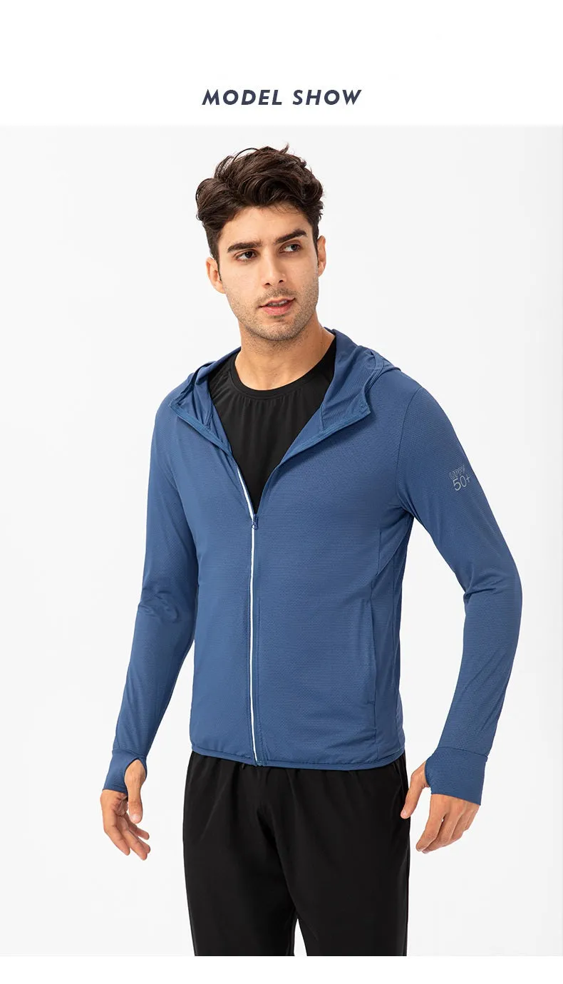 Men's Long Sleeve UV UPF50 Hooded Sports Jacket