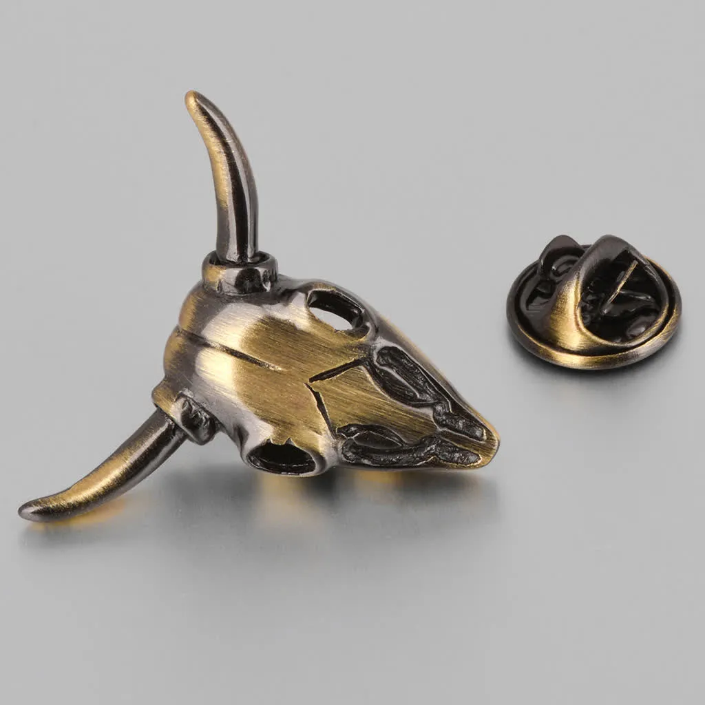 Men's Punk Charm Bull Head Brooch Pin