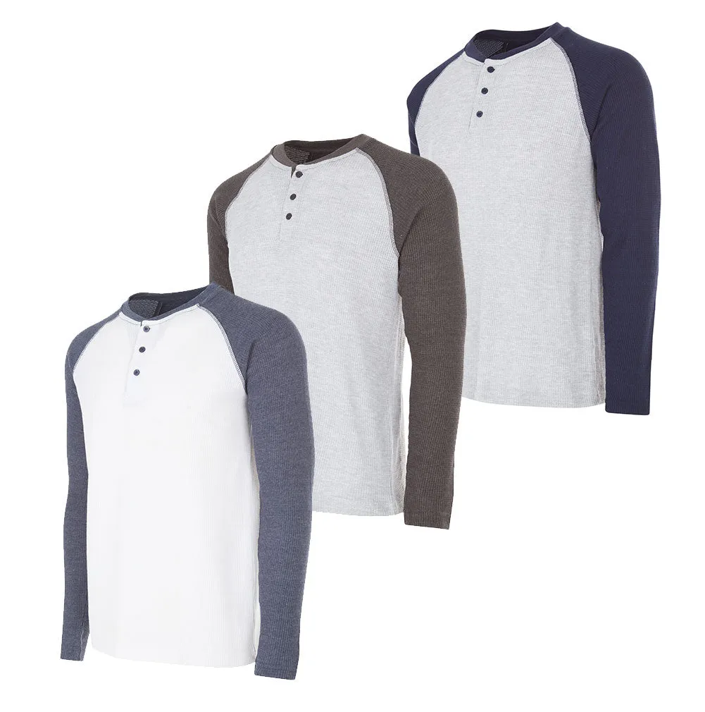 Mens Thermal Long Sleeve Shirt - Henley Top Base Layer for Tshirts & Jackets - Lightweight Thermal Shirt Mens - 3 & 4 Pack