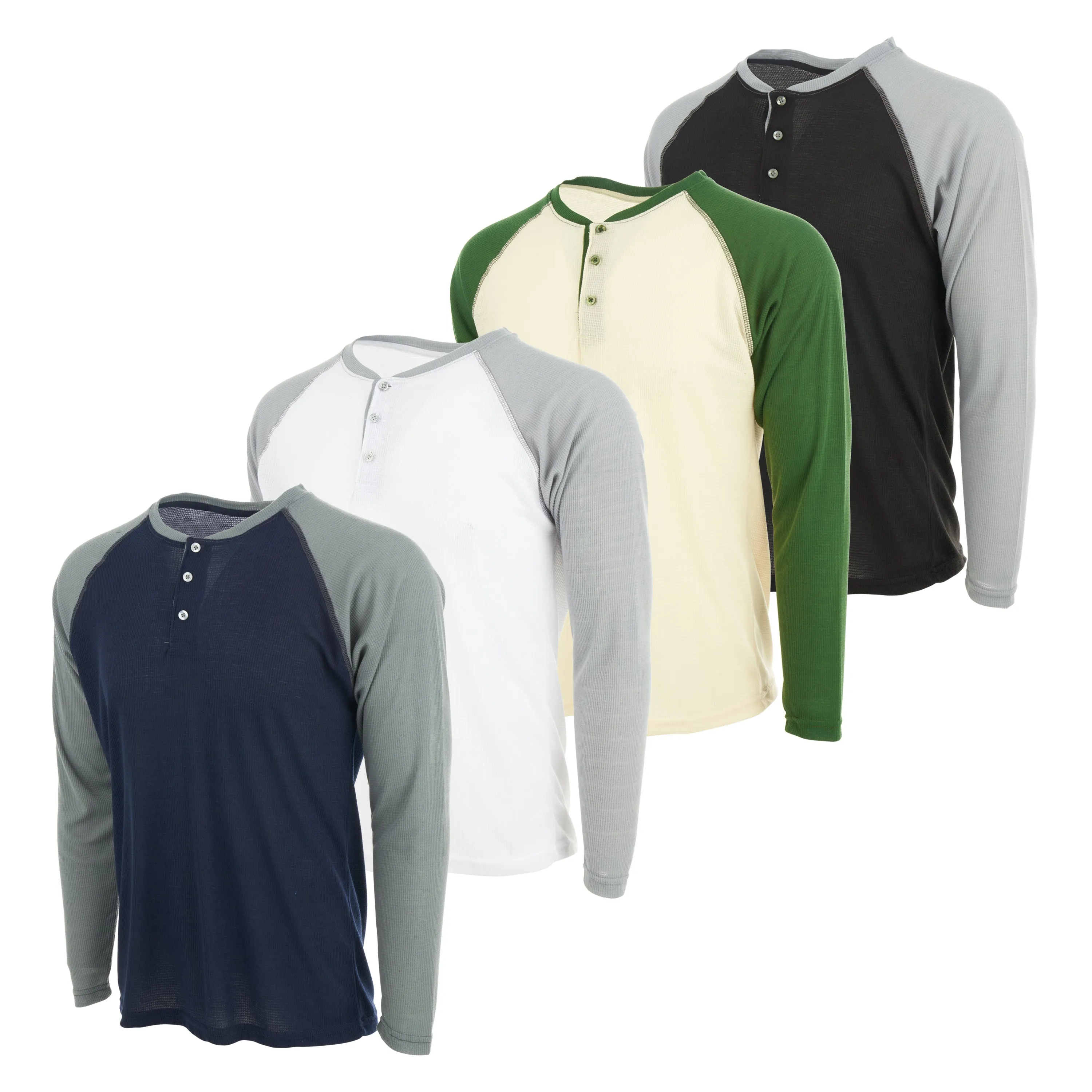 Mens Thermal Long Sleeve Shirt - Henley Top Base Layer for Tshirts & Jackets - Lightweight Thermal Shirt Mens - 3 & 4 Pack