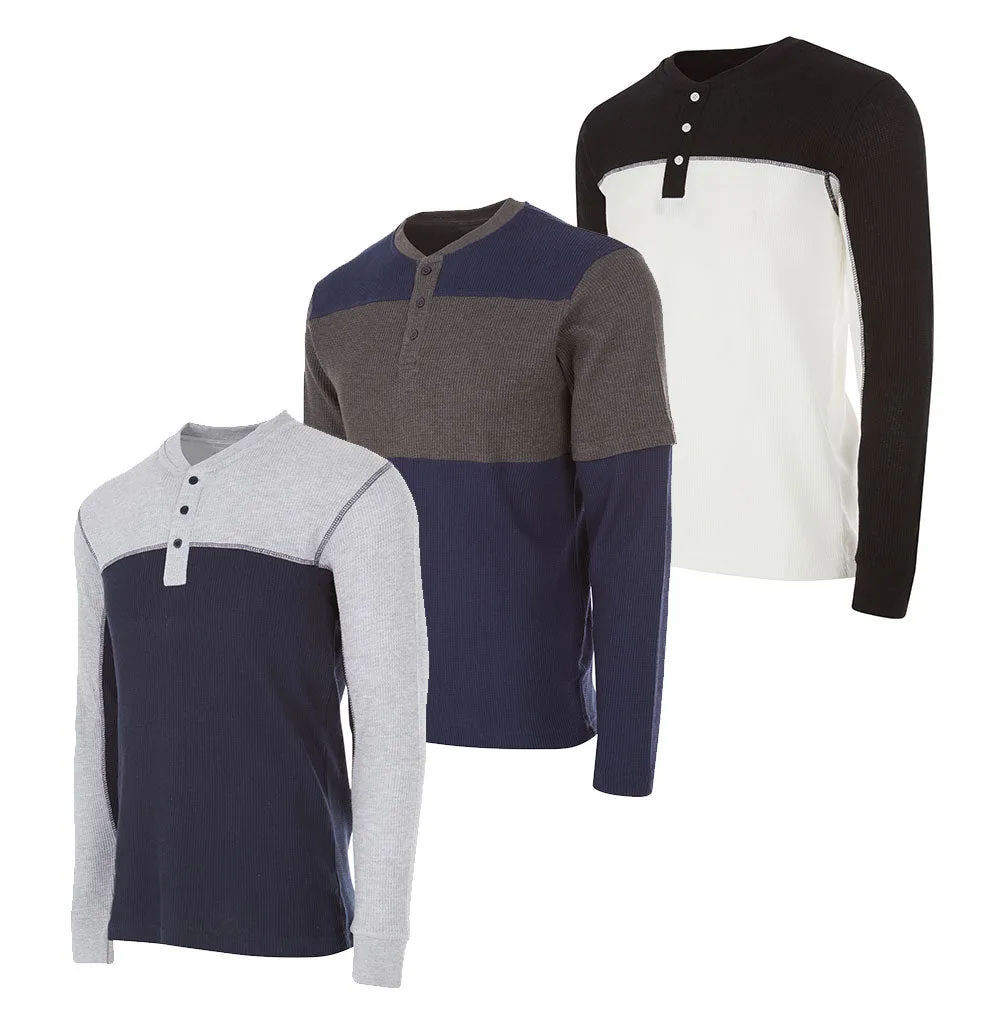 Mens Thermal Long Sleeve Shirt - Henley Top Base Layer for Tshirts & Jackets - Lightweight Thermal Shirt Mens - 3 & 4 Pack