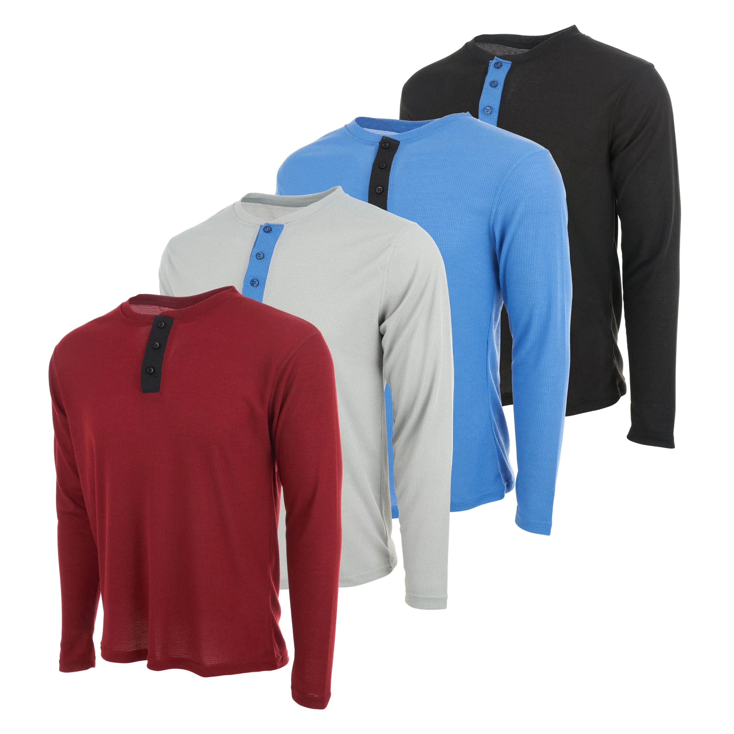 Mens Thermal Long Sleeve Shirt - Henley Top Base Layer for Tshirts & Jackets - Lightweight Thermal Shirt Mens - 3 & 4 Pack