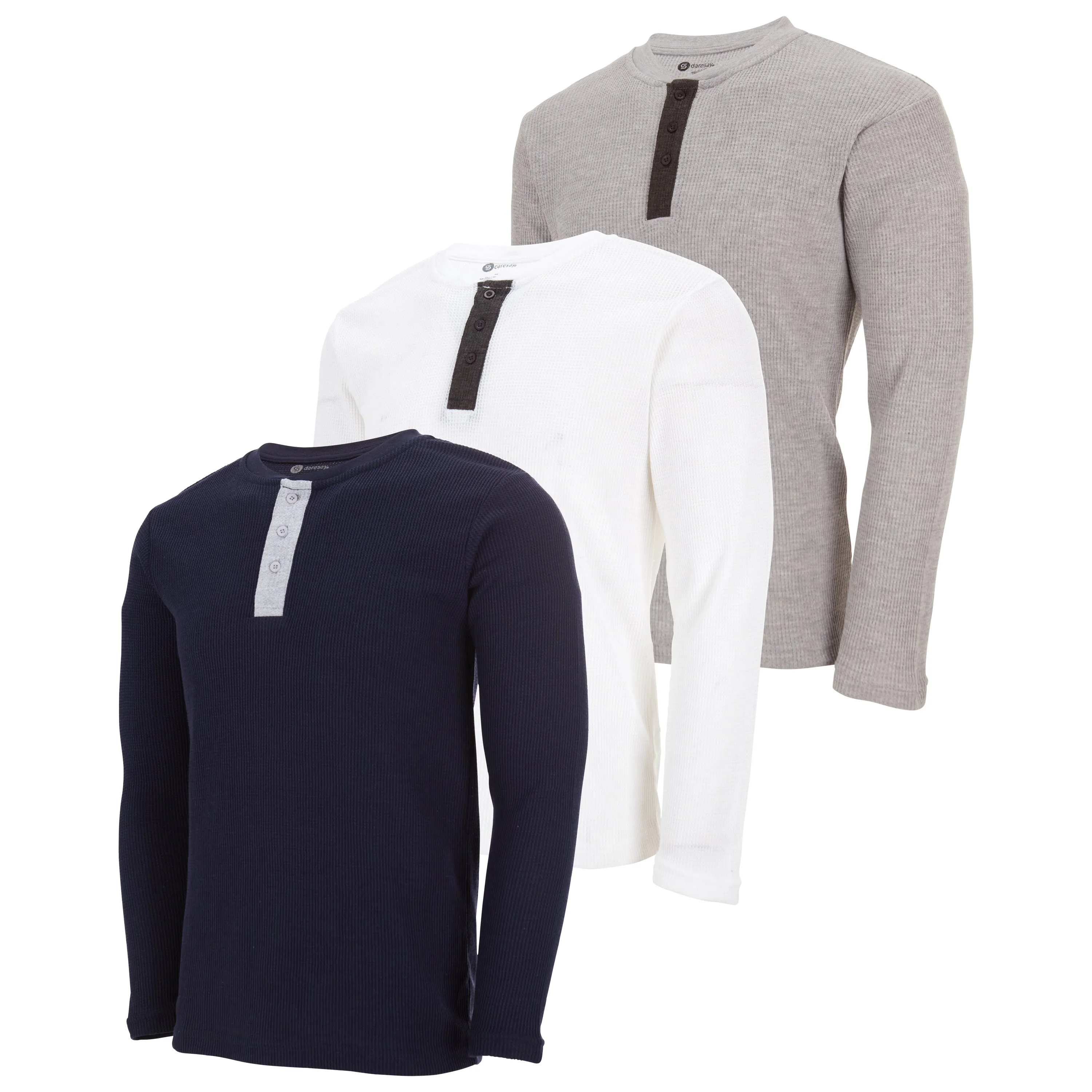 Mens Thermal Long Sleeve Shirt - Henley Top Base Layer for Tshirts & Jackets - Lightweight Thermal Shirt Mens - 3 & 4 Pack