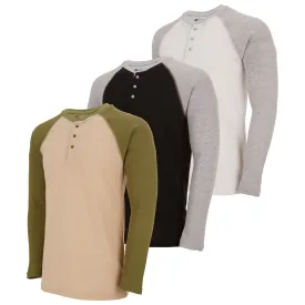 Mens Thermal Long Sleeve Shirt - Henley Top Base Layer for Tshirts & Jackets - Lightweight Thermal Shirt Mens - 3 & 4 Pack