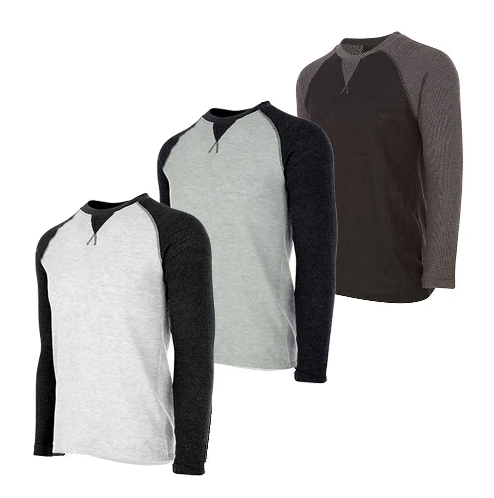 Mens Thermal Long Sleeve Shirt - Henley Top Base Layer for Tshirts & Jackets - Lightweight Thermal Shirt Mens - 3 & 4 Pack