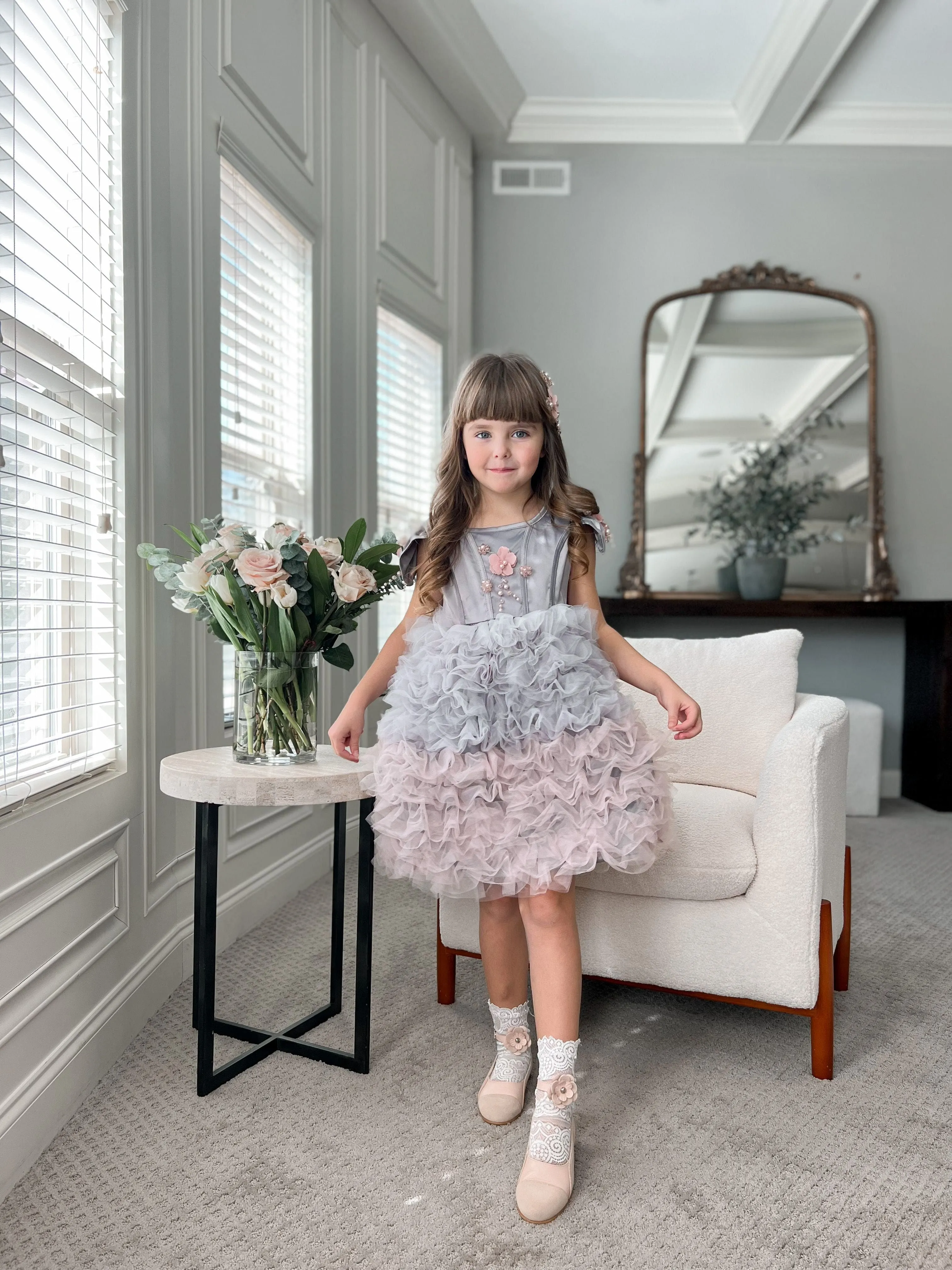 Mia Grey and Pink Ombré Cupcake Tulle Dress