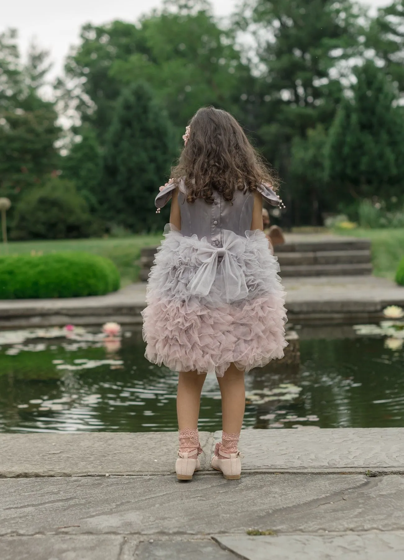 Mia Grey and Pink Ombré Cupcake Tulle Dress