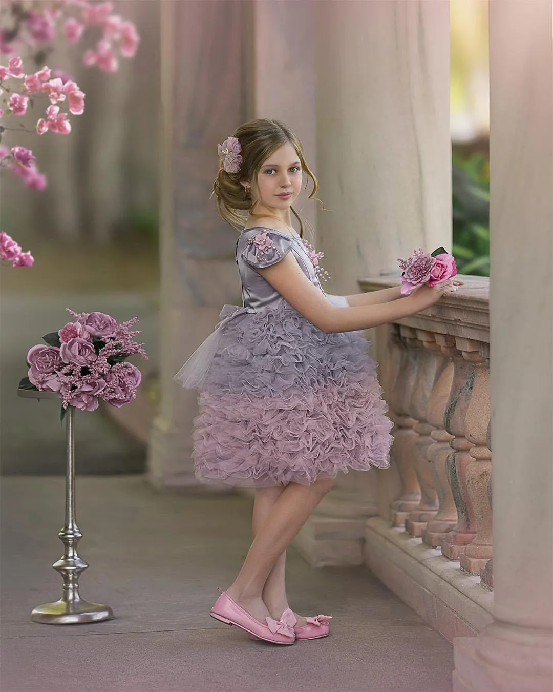 Mia Grey and Pink Ombré Cupcake Tulle Dress