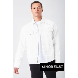 (Minor Fault) White Distressed Denim Jacket