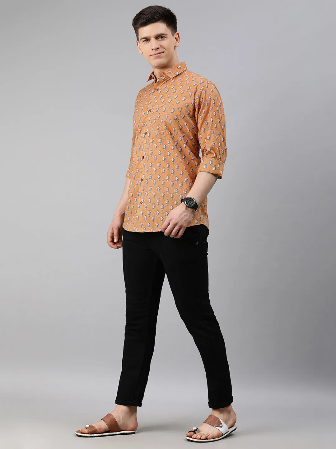 Mustard Cotton Full Sleeves Shirts For Men-Mmf022