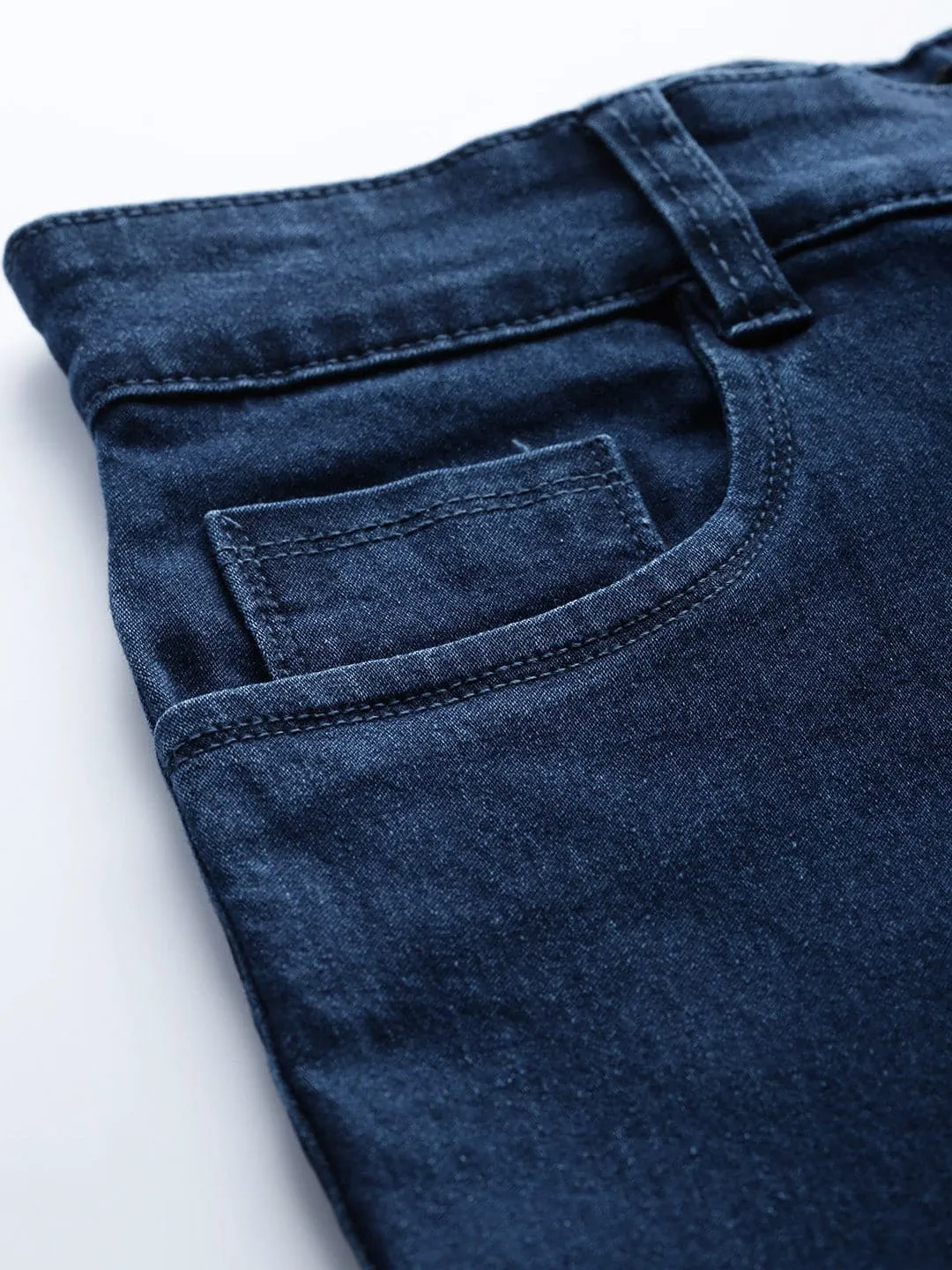 Navy Uneven Raw Hem Jeans