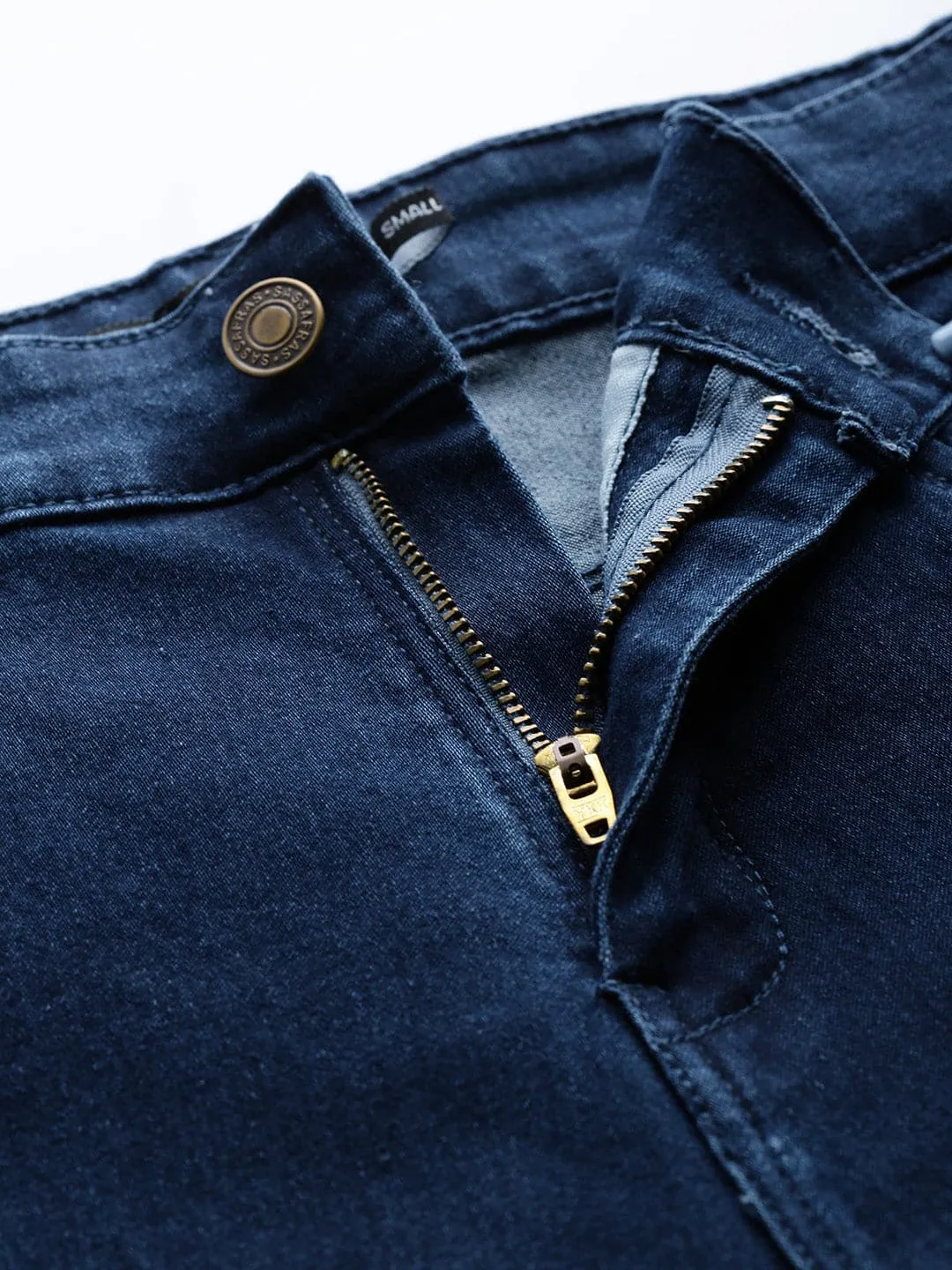 Navy Uneven Raw Hem Jeans