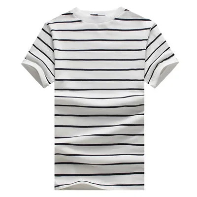 New Men T Shirt 2017 Summer Fashion O-Neck Short-Sleeved Slim Fit Striped T-Shirt Man Casual Undershirt Top Tees Plus Size 5XL