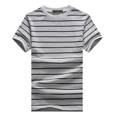 New Men T Shirt 2017 Summer Fashion O-Neck Short-Sleeved Slim Fit Striped T-Shirt Man Casual Undershirt Top Tees Plus Size 5XL