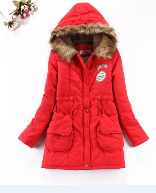 new winter women jacket medium-long thicken plus size 4XL outwear hooded wadded coat slim parka cotton-padded jacket overcoat