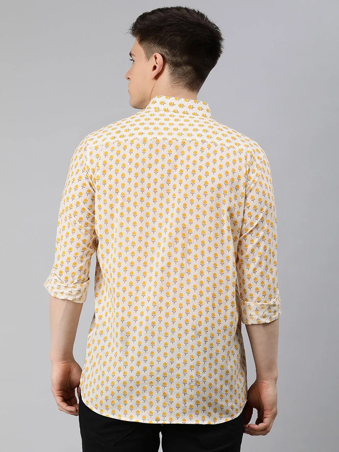 Off White Cotton Full Sleeves Shirts For Men-Mmf022