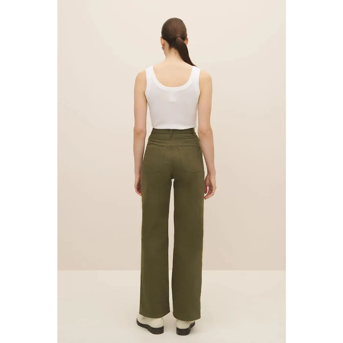 Olive High Rise Straight Leg Jeans