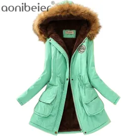 Parkas Women Coats Fashion Autumn Warm Winter Jackets Women Fur Collar Long Parka Plus Size Hoodies Casual Cotton Outwear Hot