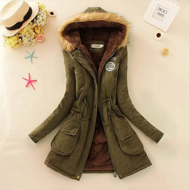 Parkas Women Coats Fashion Autumn Warm Winter Jackets Women Fur Collar Long Parka Plus Size Hoodies Casual Cotton Outwear Hot