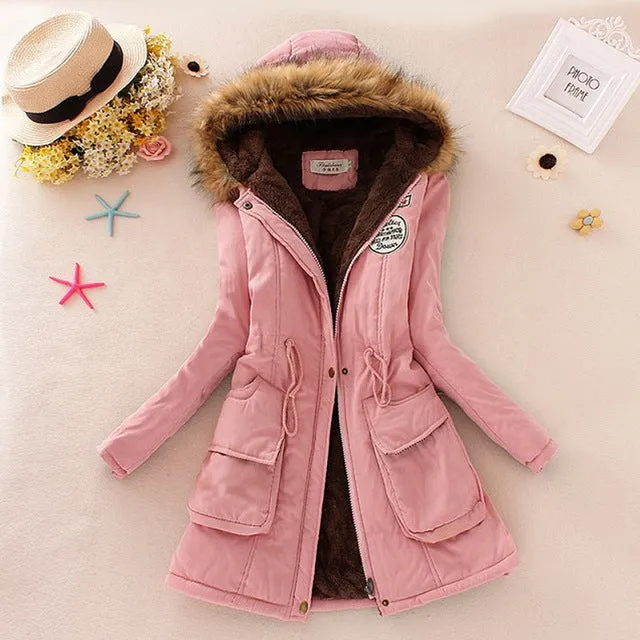 Parkas Women Coats Fashion Autumn Warm Winter Jackets Women Fur Collar Long Parka Plus Size Hoodies Casual Cotton Outwear Hot