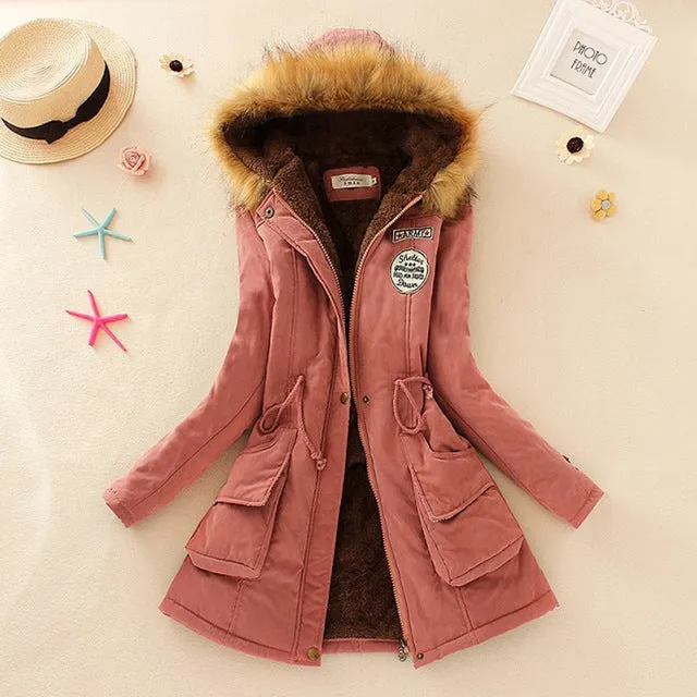 Parkas Women Coats Fashion Autumn Warm Winter Jackets Women Fur Collar Long Parka Plus Size Hoodies Casual Cotton Outwear Hot