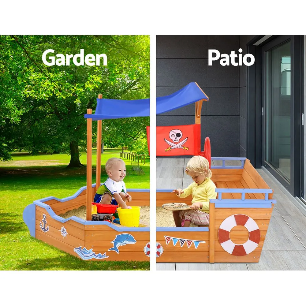 Pirate Ship Sandpit Boat Sand Pit With Canopy Cover Treated Timber Play Sand Pit