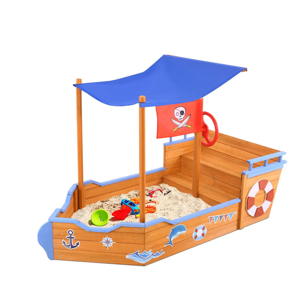 Pirate Ship Sandpit Boat Sand Pit With Canopy Cover Treated Timber Play Sand Pit